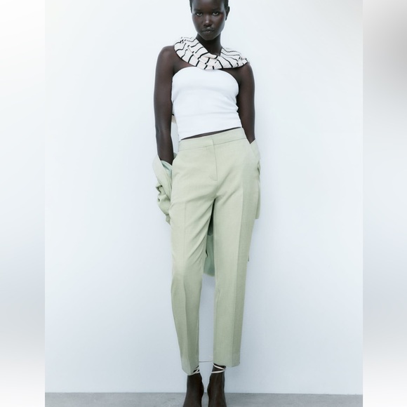 ZARA Green Ankle Pants - Picture 1 of 3